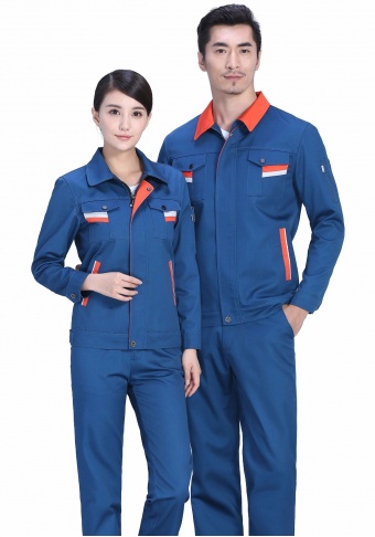 时尚彩色春秋涤棉纱卡长袖工作服