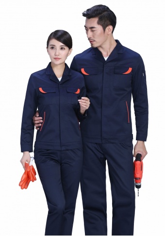 春秋季涤棉纱卡长袖工作服