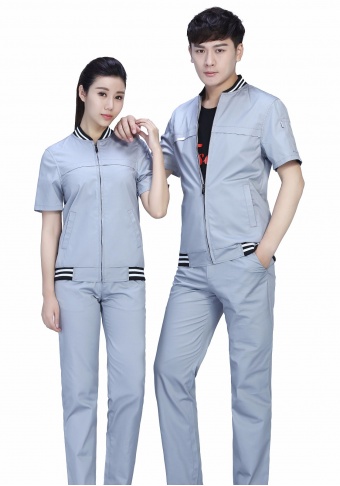 商务夏季涤棉细斜短袖工作服