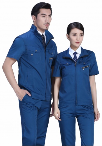 商务夏季涤棉细斜短袖工作服