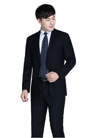 黑色商务两粒扣西服