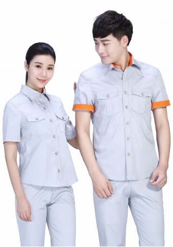 商务夏季涤棉细斜短袖工作服