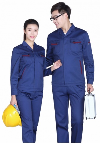 经典配色春秋涤棉纱卡长袖工作服